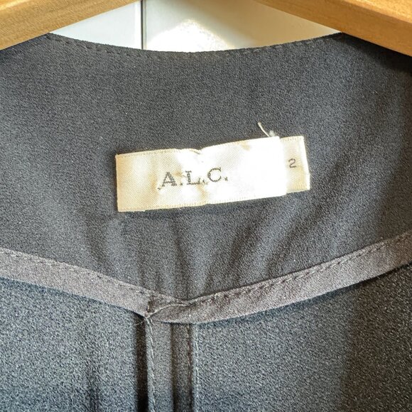 A.L.C. Black Crepe Sleeveless Deep V-Neck Tuxedo Jumpsuit Size 2 - Picture 5 of 9